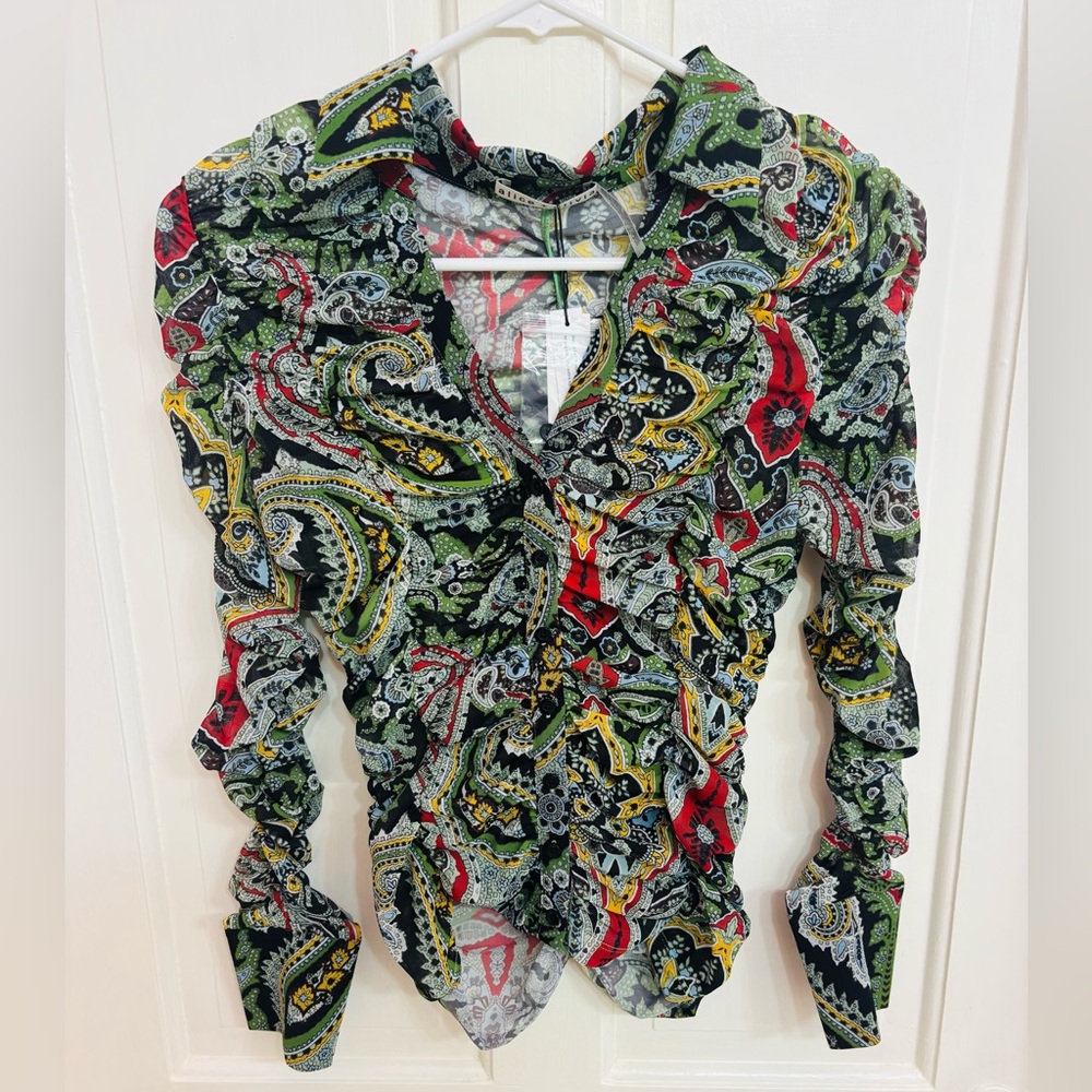 Alice + Olivia Multicolor Patterned Button-Down S… - image 6